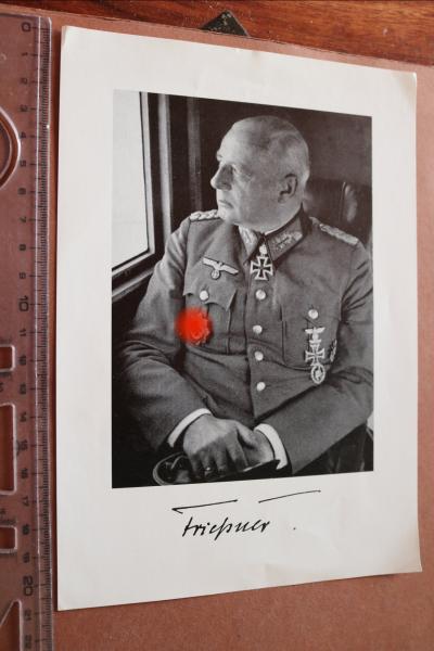 Druck - Bildnis - Ritterkreuzträger Johannes Frießner mit DKiG